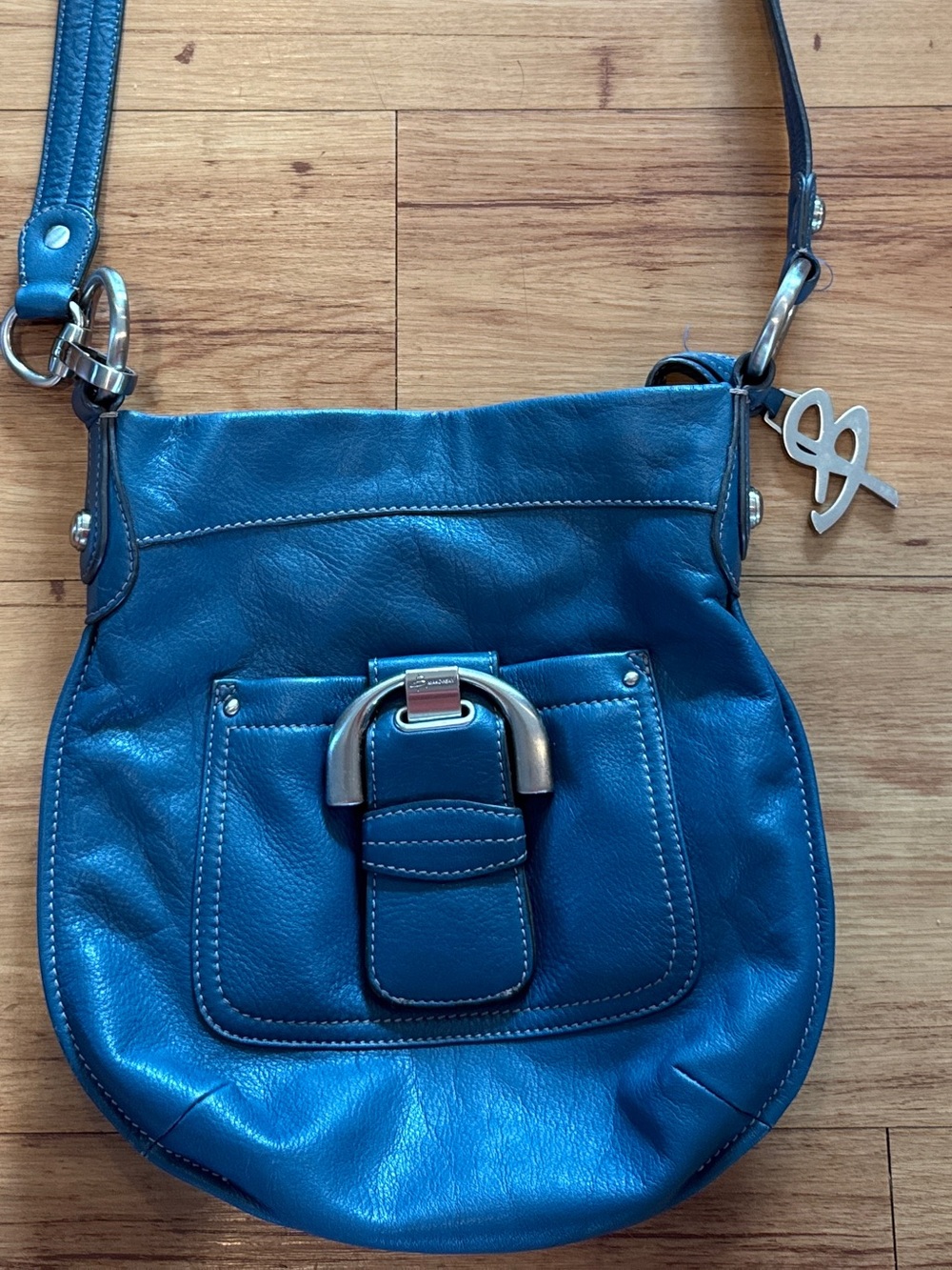 B. MAKOWSKY Blue Cross Body Soft Pebbled Leather Handbag Shoulder Bag-EUC!